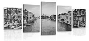 5 részes kép híres csatorna Velencében fekete fehérben