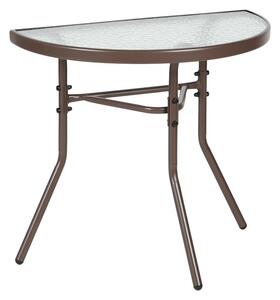 Masuta de cafea de gradina consola semicerc, Bion, Maro, 70x40x65 cm