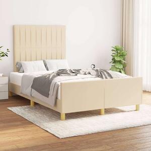 VidaXL krémszínű szövet ágykeret fejtámlával 120 x 200 cm