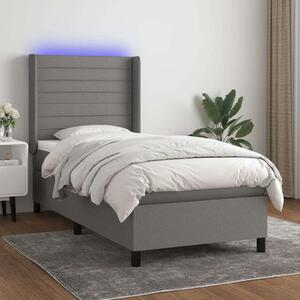 VidaXL Ágy - 90x190 cm - Sötétszürke Szövet - LED