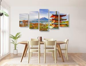5 részes kép Chureito Pagoda és Fuji-hegy