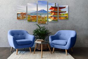 5 részes kép Chureito Pagoda és Fuji-hegy