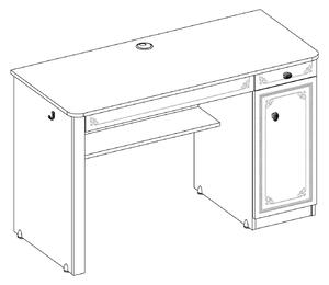 Íróasztal 1 Ajtóval és 2 Fiókkal Tiniknek, Forgácslap Selena Grey Fehér / Szürke, H120xSz52xM75 cm