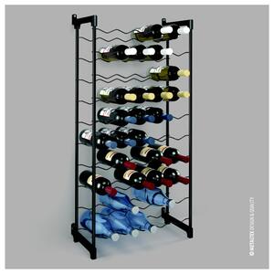 Fekete fém bortartó polcos állvány palackok száma 50 Barbera – Metaltex