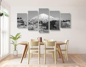 5 részes kép Fuji hegy fekete fehérben