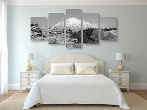 5 részes kép Fuji hegy fekete fehérben