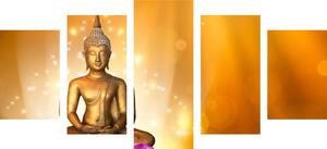 5 részes kép Budha szobor lótusz virágon
