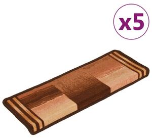 5 db barna öntapadó lépcsőszőnyeg 65x21x4 cm