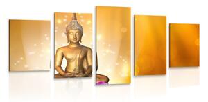 5 részes kép Budha szobor lótusz virágon