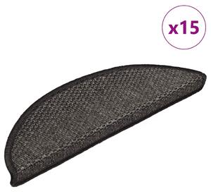15 db szizál hatású antracitszürke lépcsőszőnyeg 56x17x3 cm