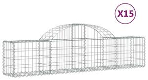VidaXL 15 db íves horganyzott vas gabion kosár 200x30x40/60 cm