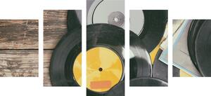 5 részes kép régi gramofon lemezek