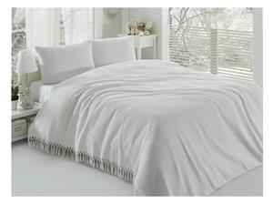 Pique fehér kétszemélyes pamut ágytakaró, 220 x 240 cm