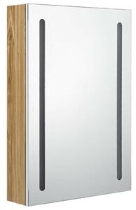 LED-es Tükrös Szekrény - Fehér/Tölgy - 50x13x70 cm