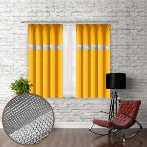 Függöny szalaggal és cirkonokkal 140x160 cm sárga