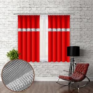 Függöny szalaggal és cirkonokkal 140x160 cm piros