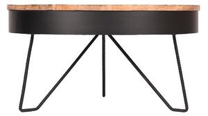 Saran fekete dohányzóasztal mangófa lappal, ⌀ 80 cm - LABEL51