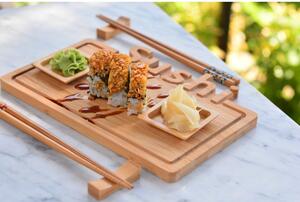 Felszolgáló tálca, tányér és pálcaszett sushi tálalásához - Bambum