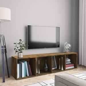 Füstös tölgy színű szerelt fa könyv-/TV-szekrény 143x30x36 cm