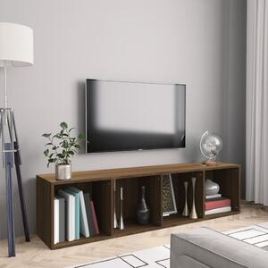 Barna tölgy színű szerelt fa könyv-/TV-szekrény 143x30x36 cm