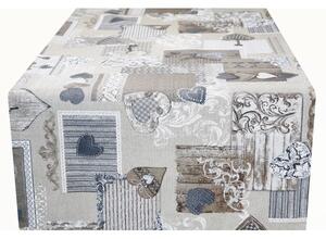 Futófelület az asztalon patchwork szürkésbarna szívek 50x150 cm Made In Italy