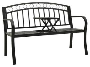 Fekete acél kerti pad asztallal 120 cm
