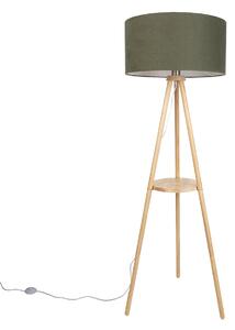 Fa háromlábú állólámpa zöld búrával 50 cm - Lou