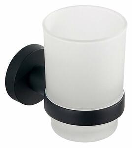 AQUALINE SB204 Samba üveg fogkefetartó pohár, tejüveg, fekete