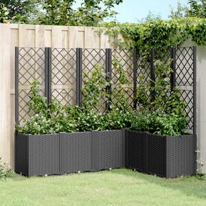 VidaXL fekete polipropilén rácsos kerti ültetőláda 160 x 120 x 140 cm