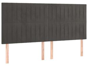 Bársony Ágyfejtámla - Sötétszürke - 4 db - 80x5x78/88cm