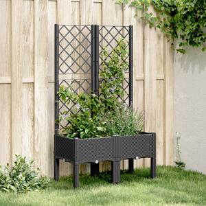 VidaXL fekete polipropilén rácsos kerti ültetőláda 80 x 40 x 142 cm
