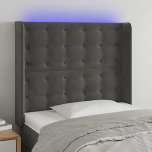 LED-es Bársony Fejtámla - Sötétszürke - 83x16x118/128cm