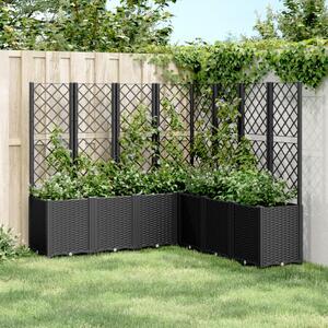 VidaXL fekete polipropilén rácsos kerti ültetőláda 160 x 160 x 140 cm