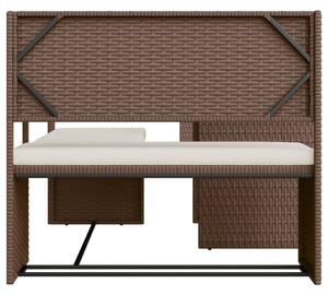 VidaXL L-alakú barna polyrattan kerti kanapé asztallal és párnákkal