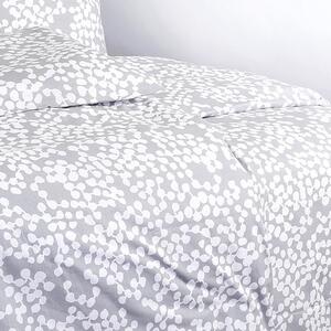 Goldea luxus pamutszatén ágyneműhuzat - cikkszám 529 fehér alakzatok szürke alaponn 140 x 200 és 70 x 90 cm