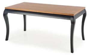 Windsor Kihúzható Asztal, Furnér és Fa, Sötét Tölgy / Fekete, H160-240xSz90xM76 cm