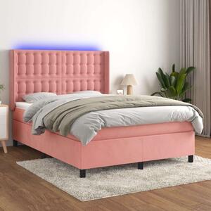 VidaXL LED-es Bársony Ágy - 140x190 cm