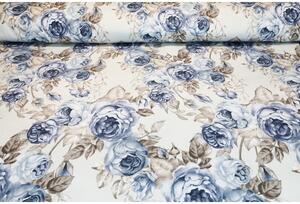 Pamut szövet Flanel Kék rózsák, h. 145 cm