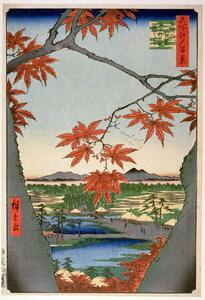 Hiroshige, Ando or Utagawa - Reprodukció Maples leaves at Mama, (26.7 x 40 cm)
