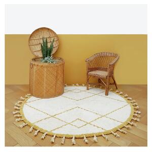 Come fehér-sárga pamut kézzel készített szőnyeg, ø 120 cm - Nattiot