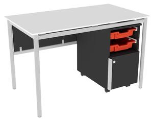 Flex íróasztal oldalszekrénnyel piros/fehér