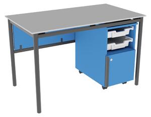 Flex íróasztal oldalszekrénnyel világosszürke/hamuszürke/kék