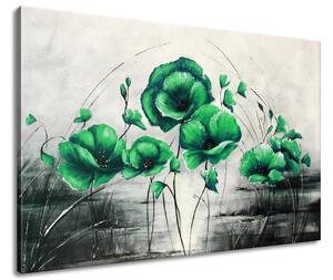 Gario Kézzel festett kép Zóld pipacsok Méret: 120 x 80 cm