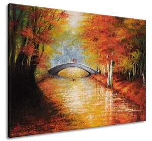 Gario Kézzel festett kép őszi hídon át Méret: 120 x 80 cm
