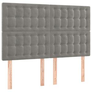 Világosszürke bársony led-es fejtámla 144x5x118/128 cm
