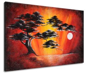 Gario Kézzel festett kép Masszív fa naplementekor Méret: 120 x 80 cm