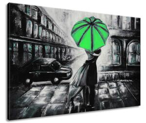 Gario Kézzel festett kép Zöld csók az esoben Méret: 70 x 100 cm