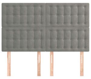VIDAXL - Ágyfejtámla - Bársony - Világos Szürke - 4 db - 144cm