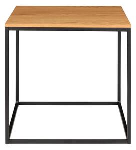 Vita tárolóasztal fekete acél kerettel és tölgyfa dekor asztallappal, 45 x 45 cm - House Nordic