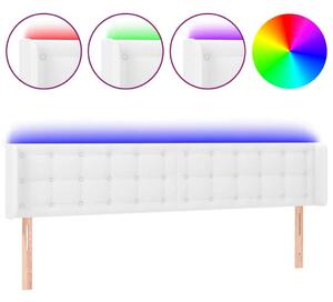 Fehér műbőr led-es fejtámla 183x16x78/88 cm